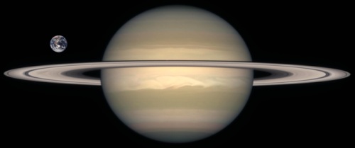 Grenvergleich zwischen Saturn und Erde